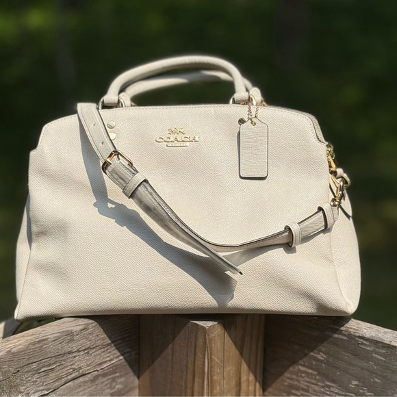 NEW Coach Lillie Carryall Satchel in Chalk Crossgrain Leather New with tags - Picture 4 of 16